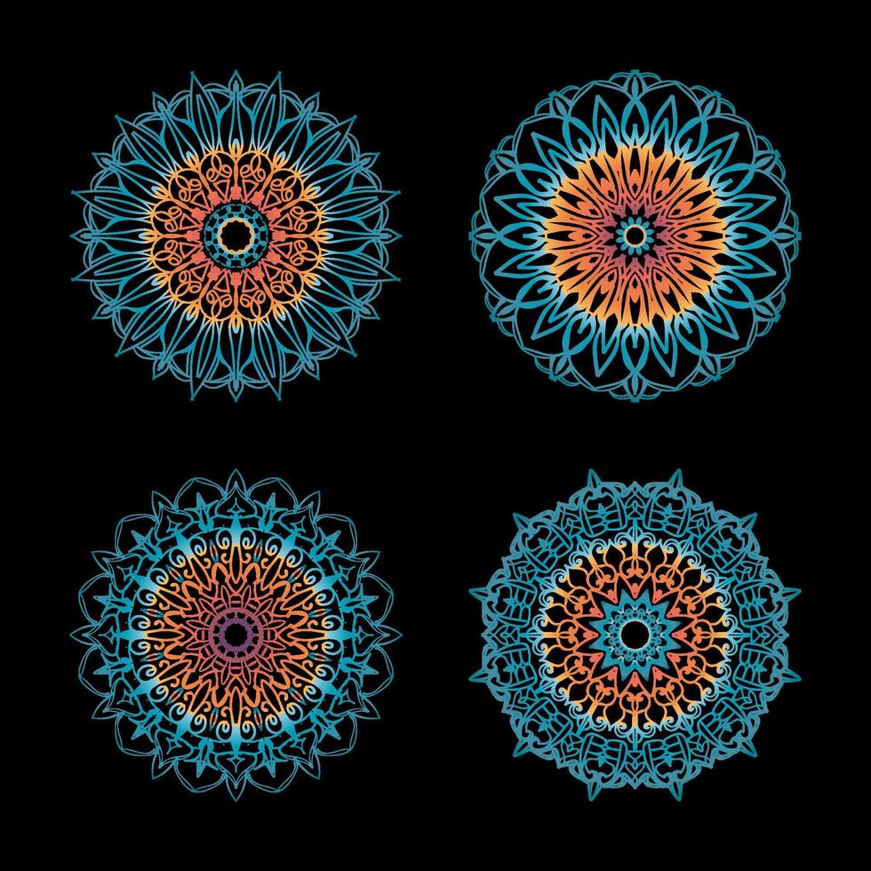 colecciones patrón circular en forma de mandala para henna, mehndi, tatuajes. página del libro para colorear. vector