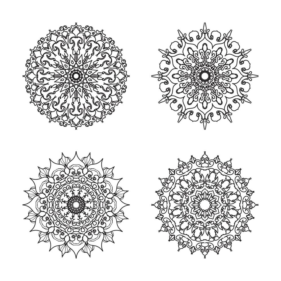 Collections Circular pattern in the form of a mandala for Henna, Mehndi, tattoos. Coloring book page. vector