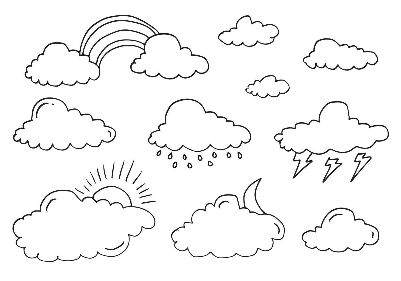 Hand drawn weather collection. Flat style vector illustration on white background.