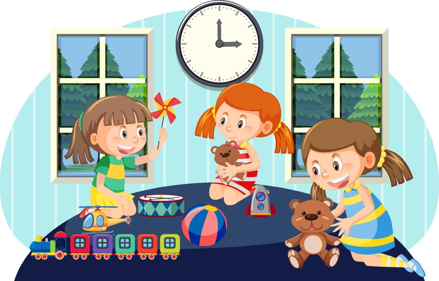 Children playing inside the house vector