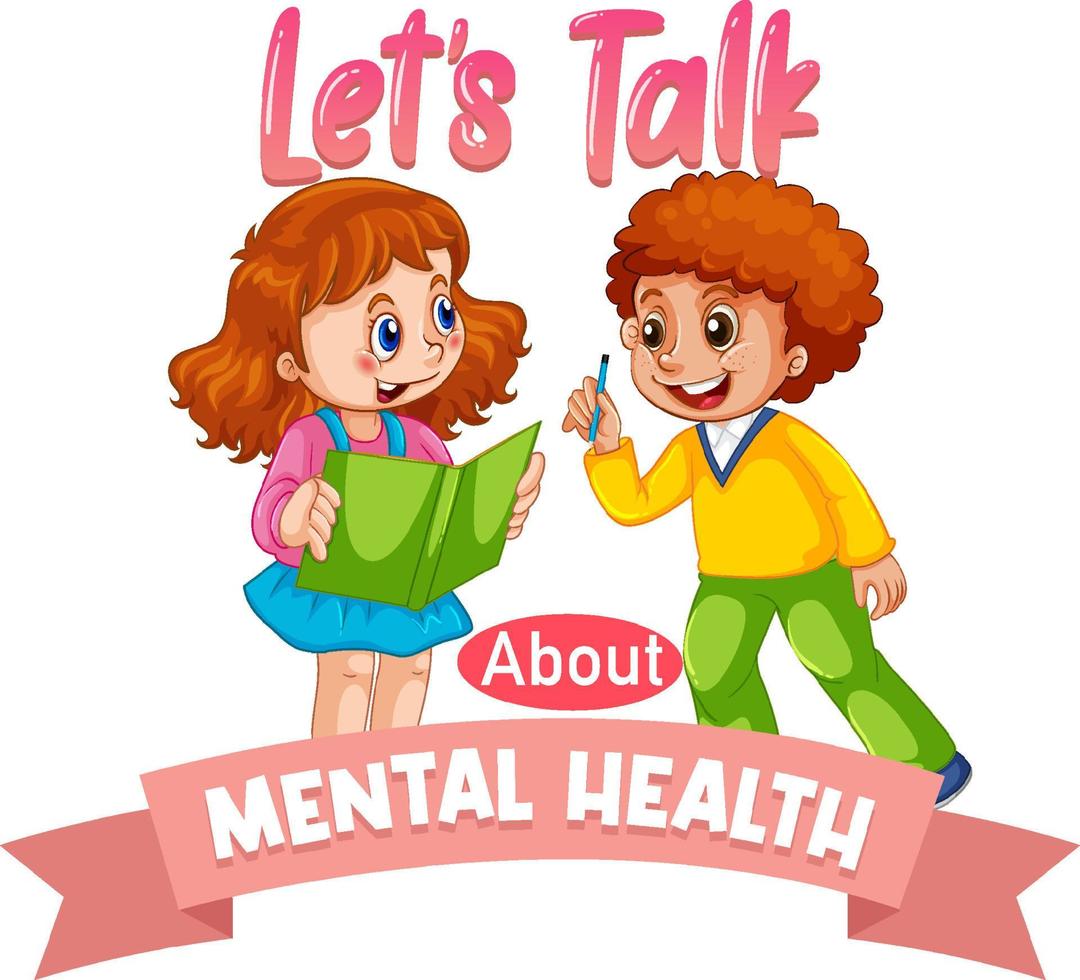 Poster design for mental health with boy and girl vector