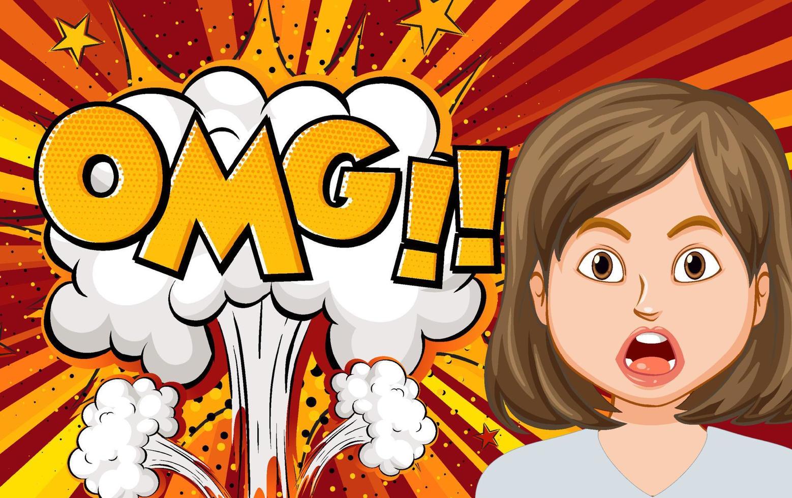 Abbreviation and facial expression retro comic banner design vector