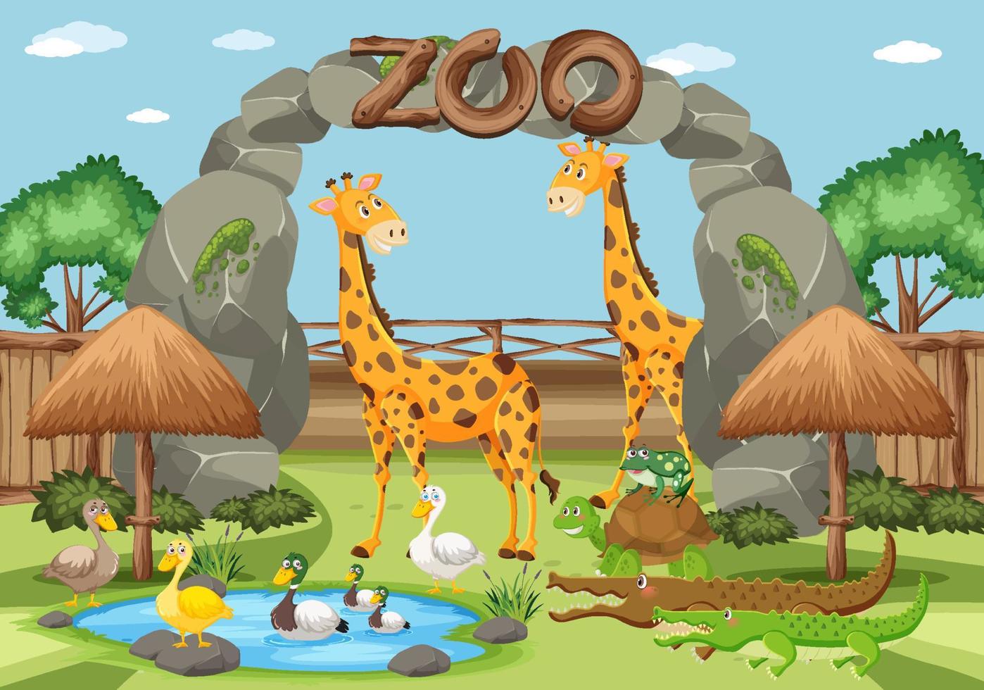animales en el zoológico vector