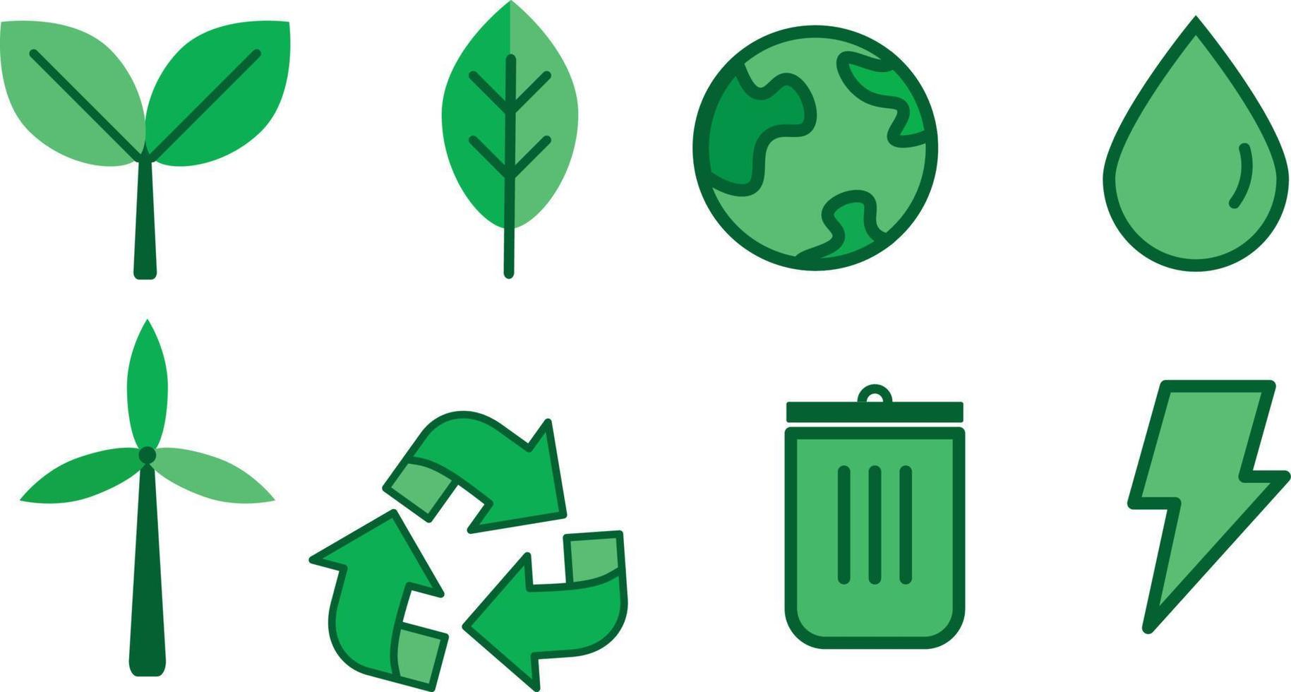 earth day line icon set vector