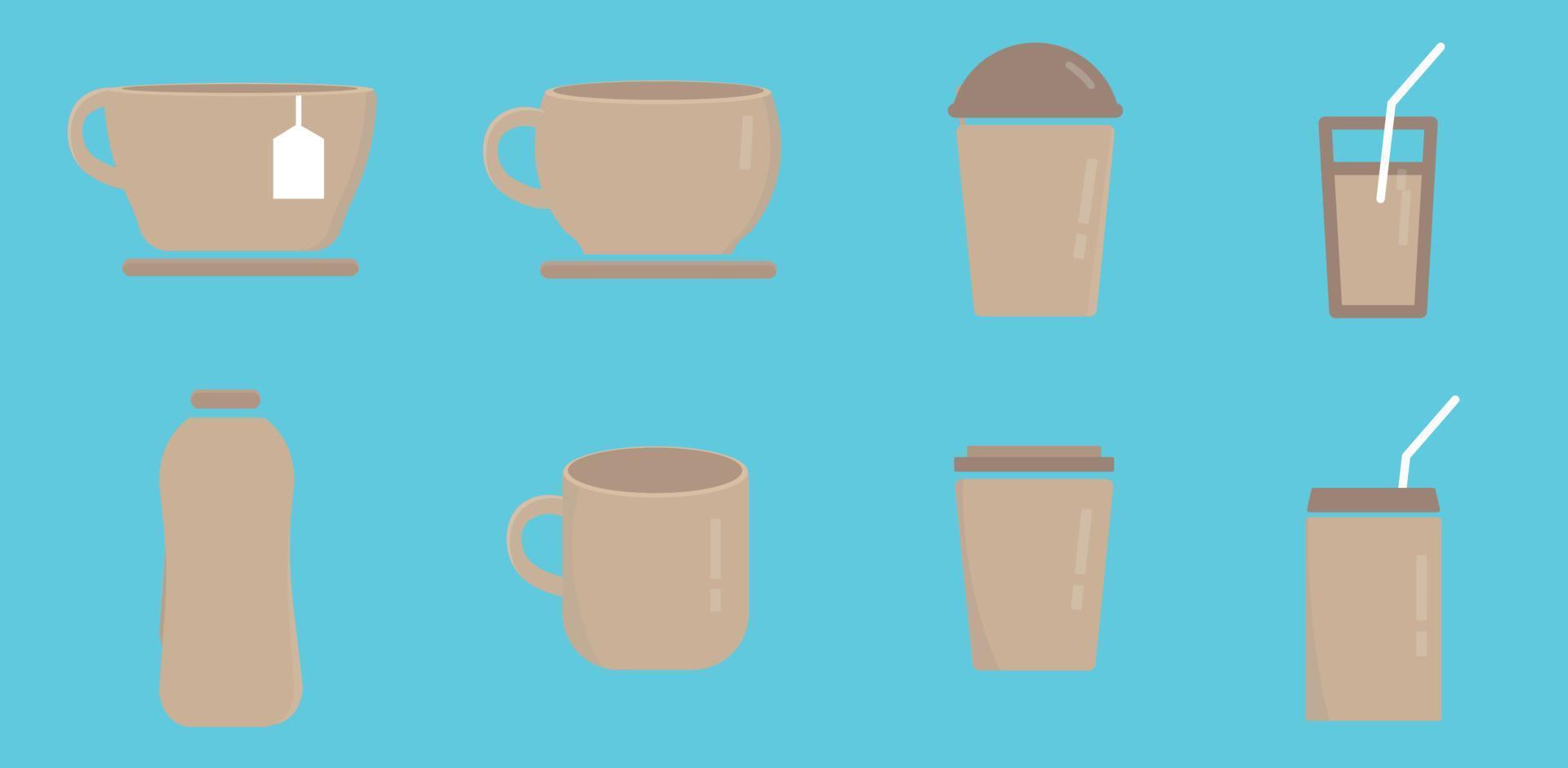 drink cup set icon vector