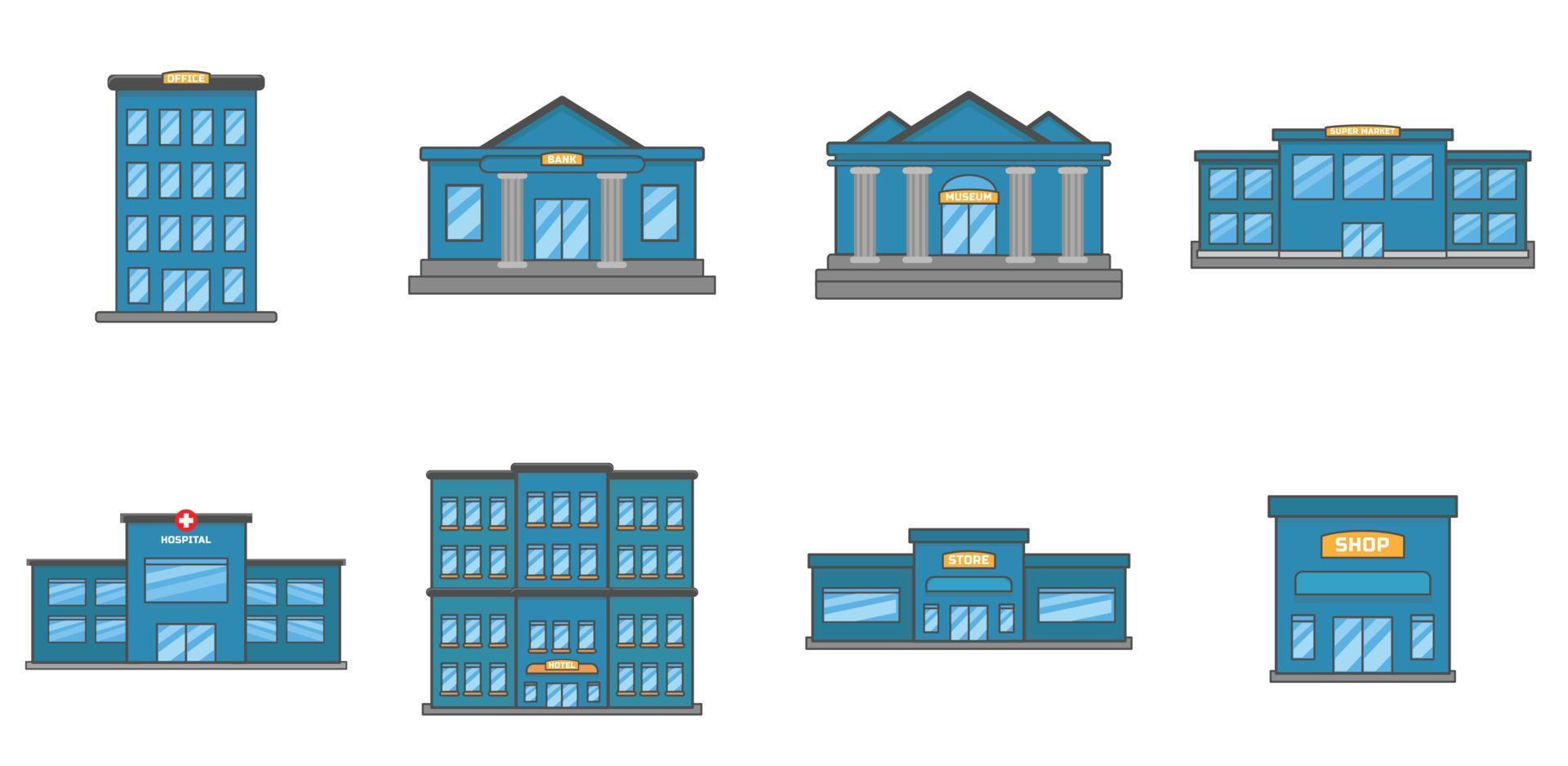 building public icon set vector