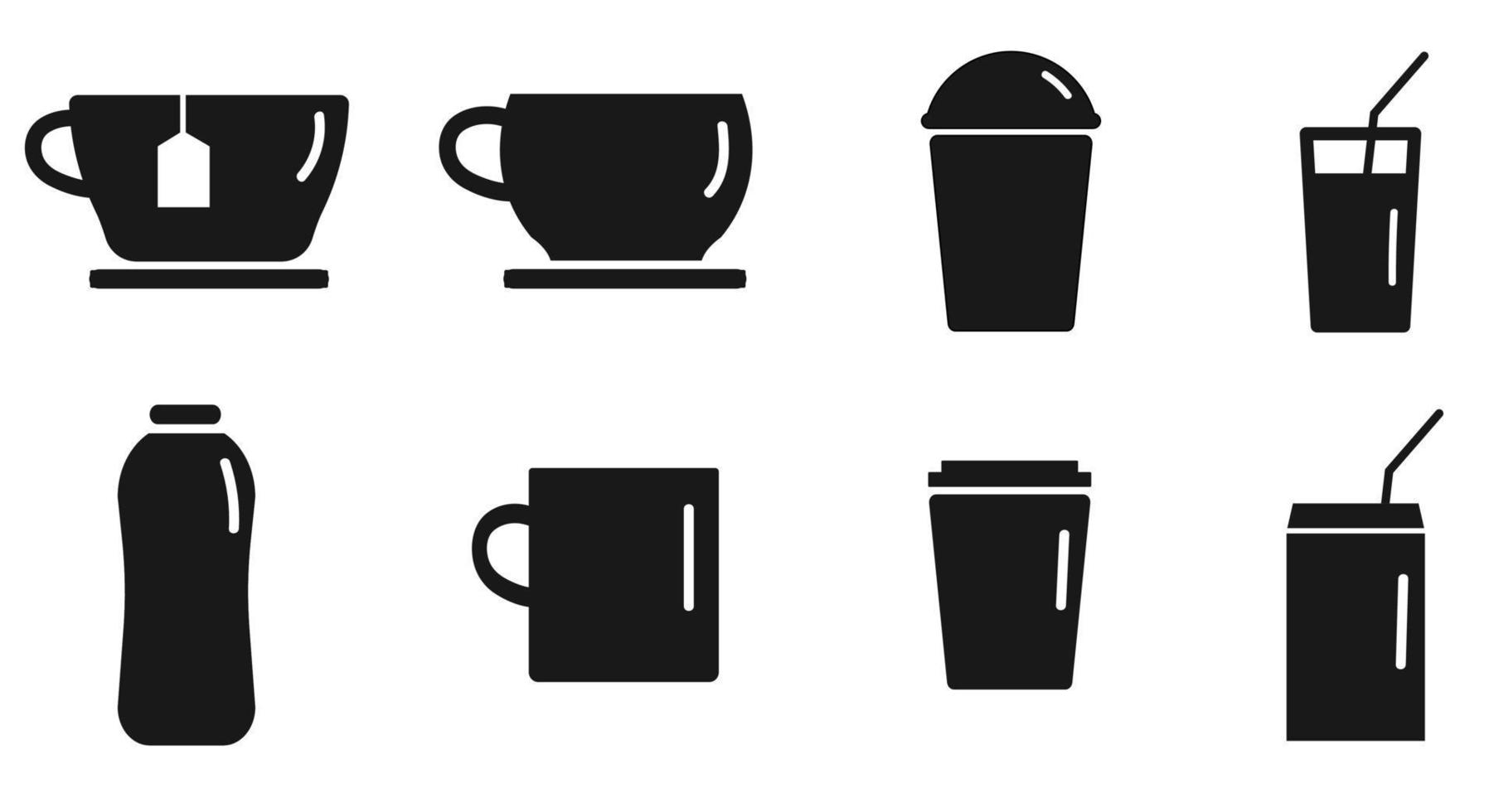 drink cup set icon vector