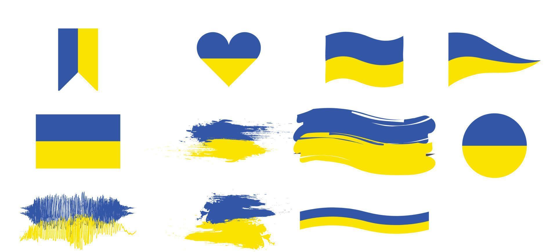 conjunto de bandera de ucrania vector