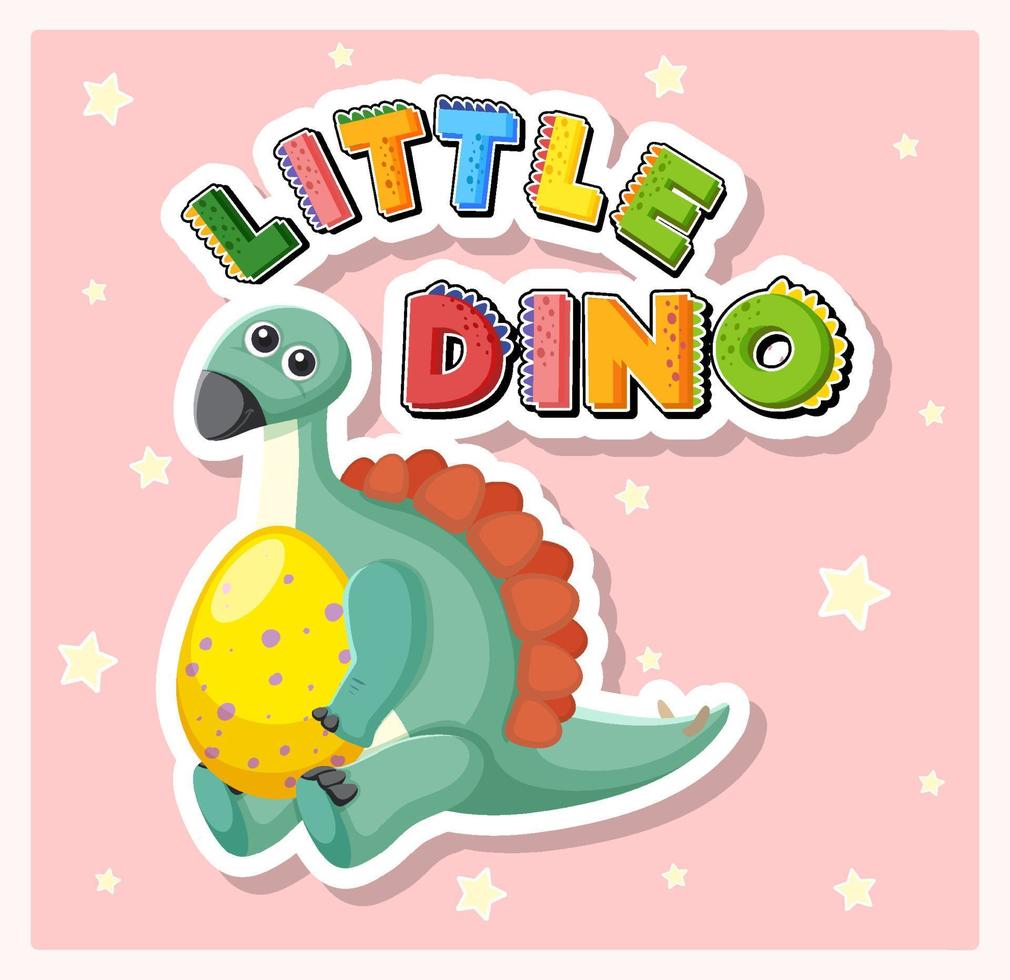 Little cute dinosaur cartoon poster vector