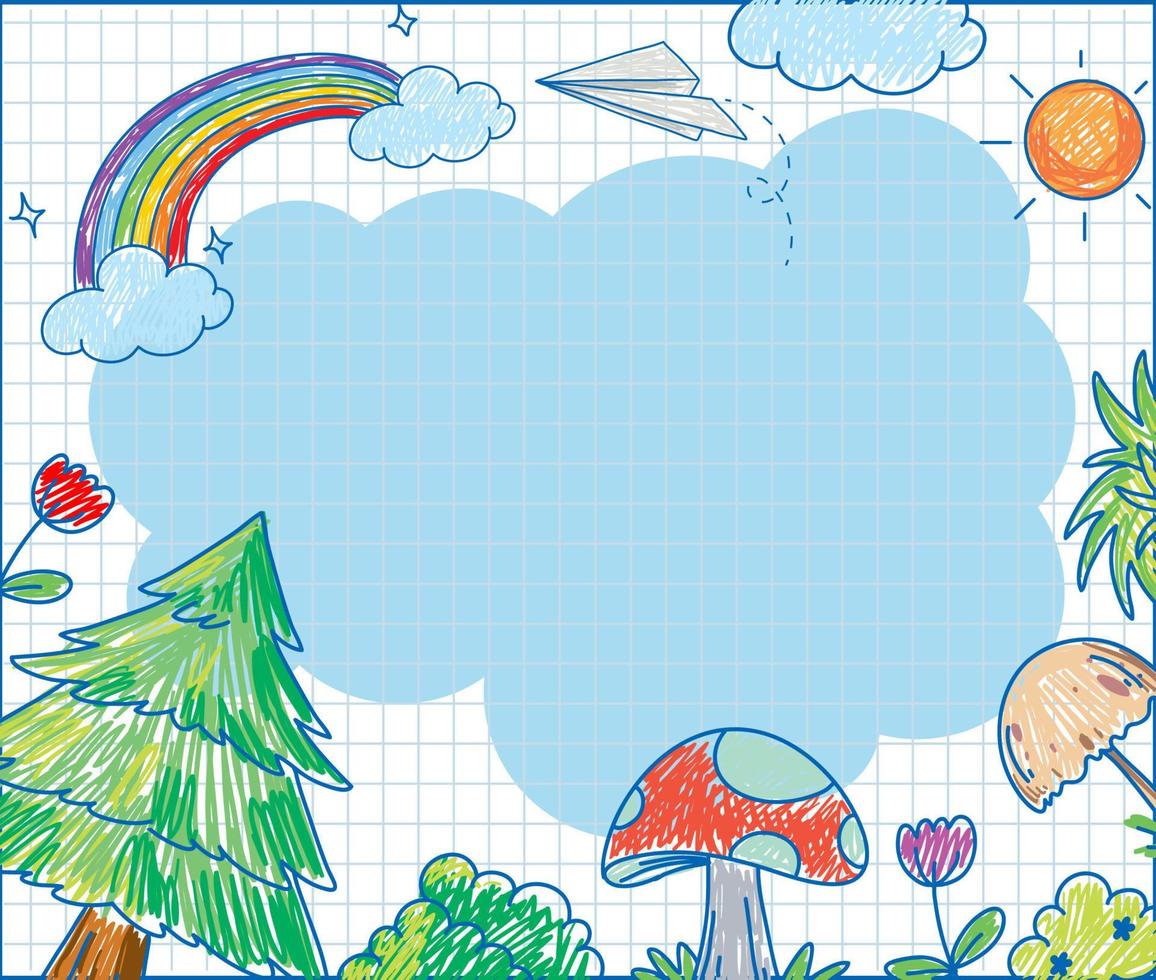 Hand drawn coloured crayon background template vector