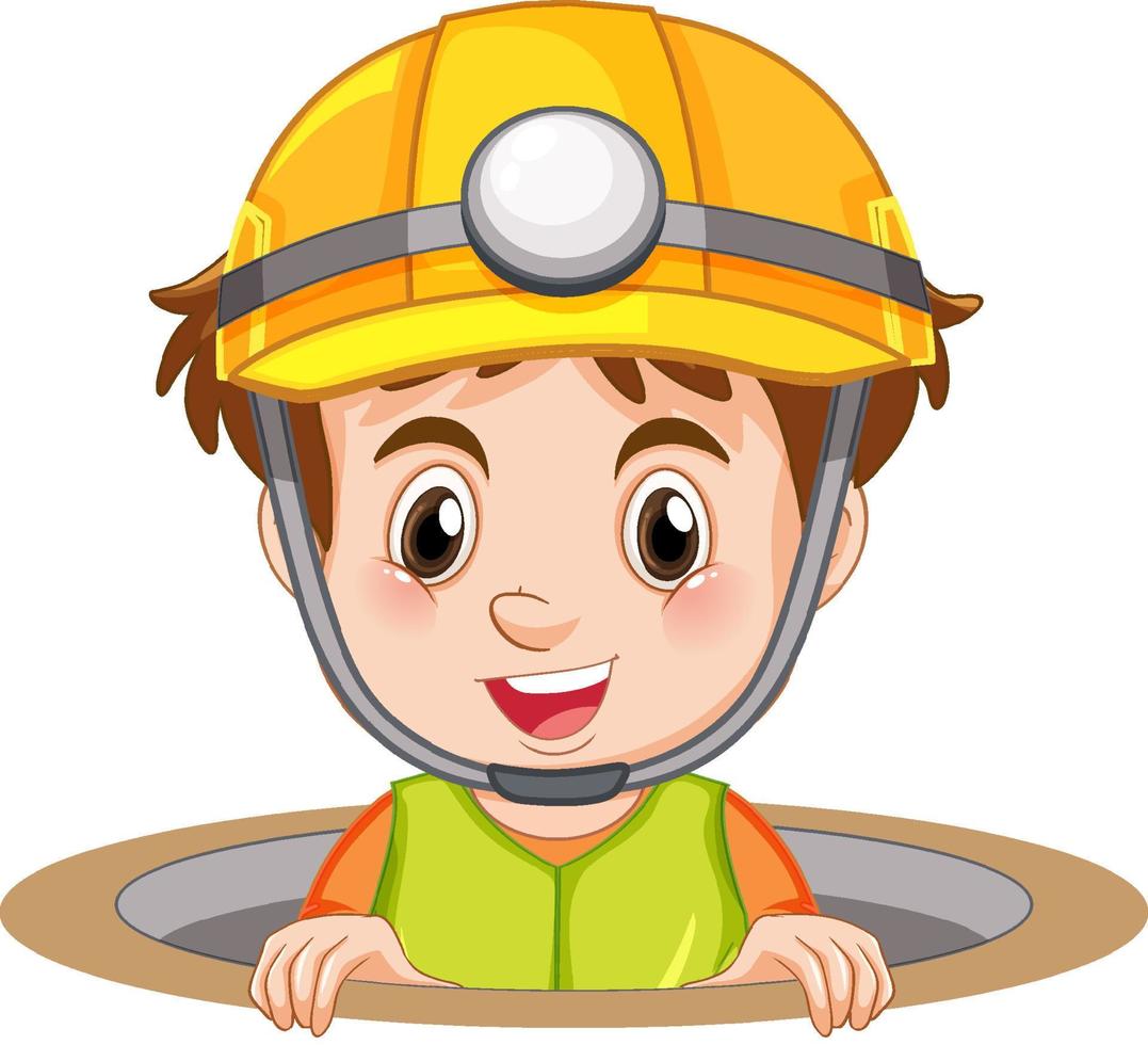 Little boy wearing safety hat vector