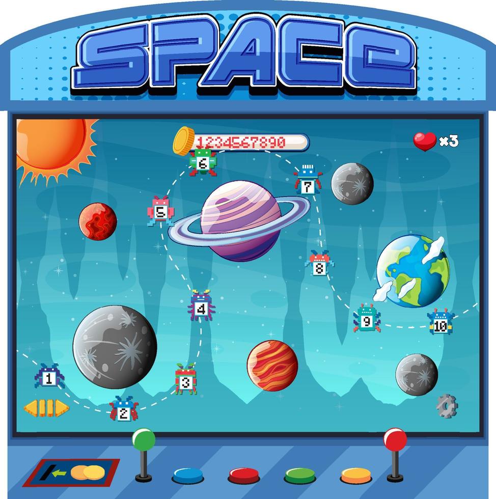 Retro arcade space game vector