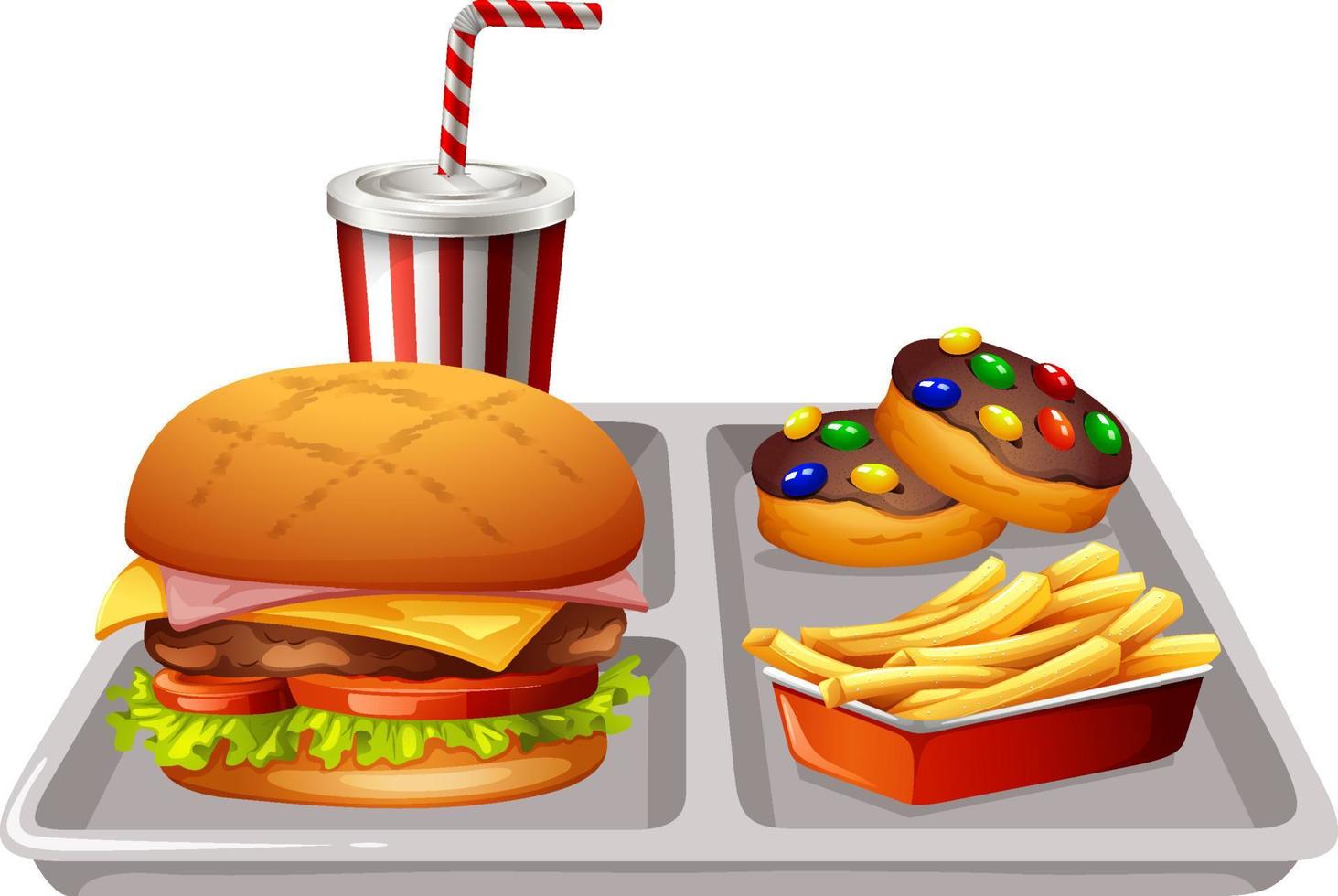 Fast food meal set on white background vector