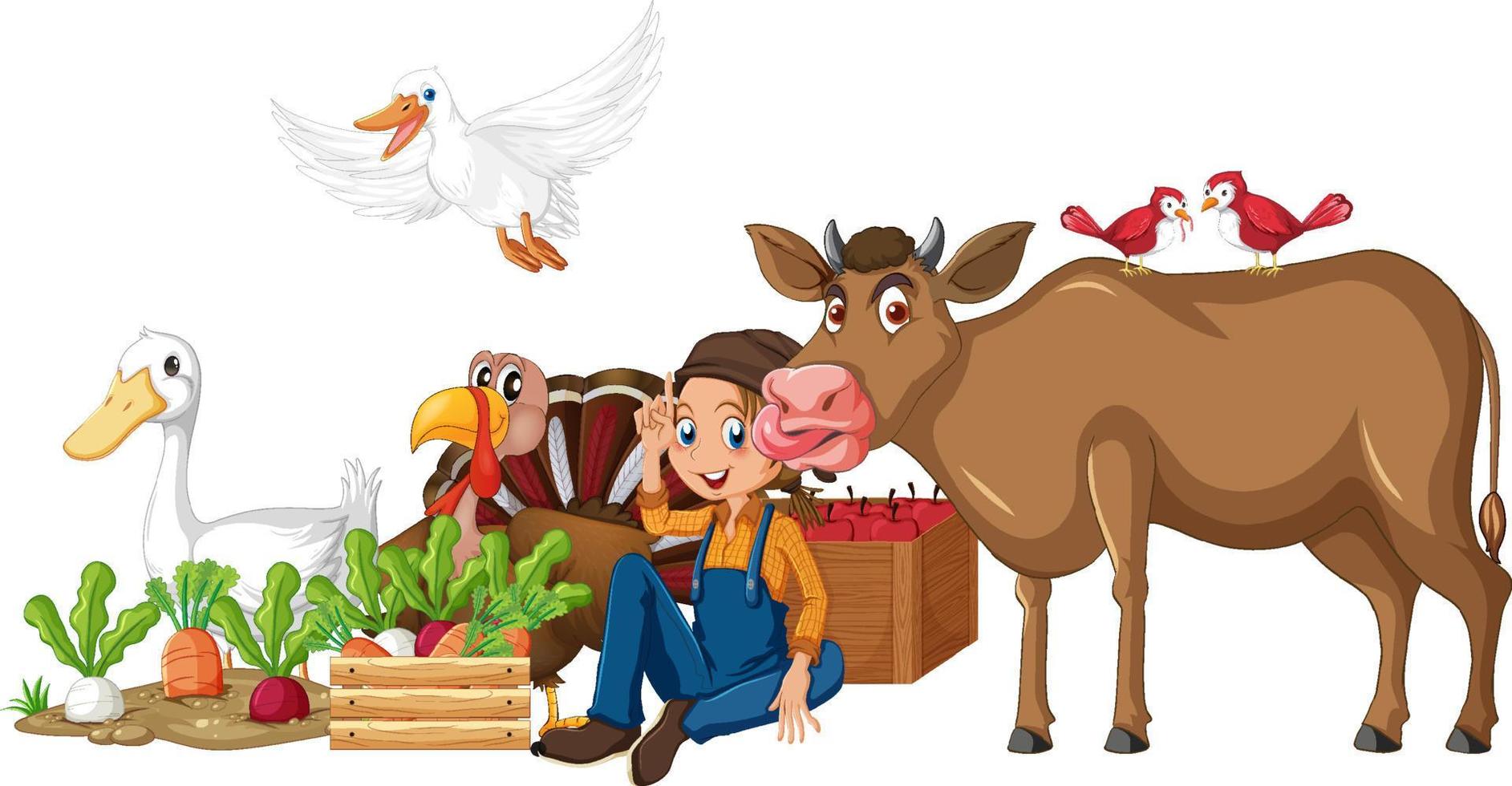 Farm animals on white background vector