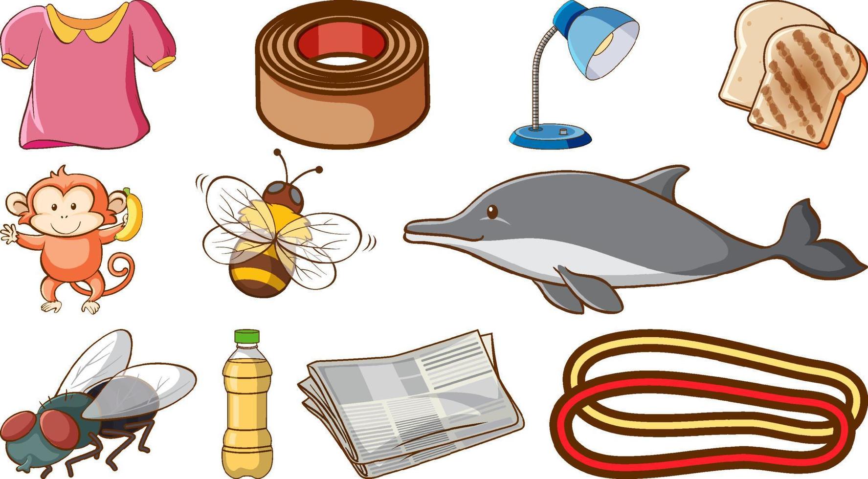 Office supplies and cute animals vector