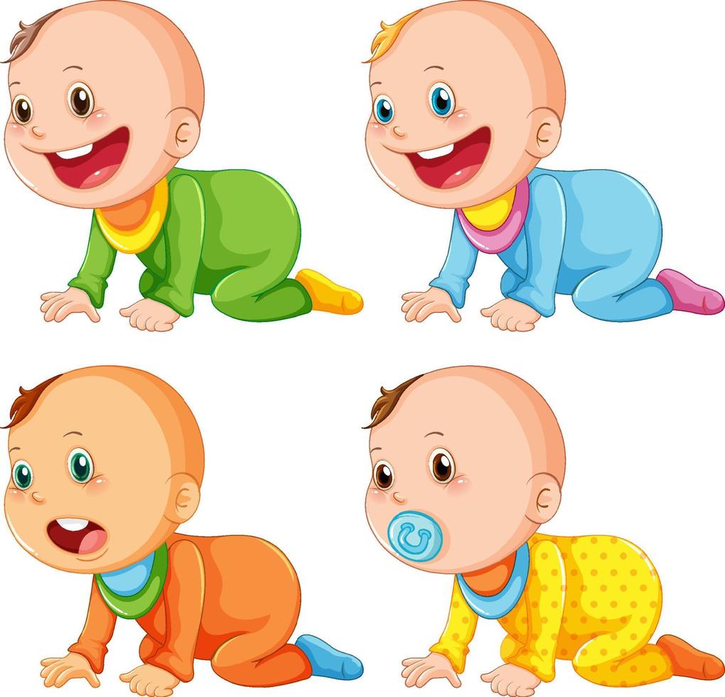 conjunto de dibujos animados de bebés lindos vector