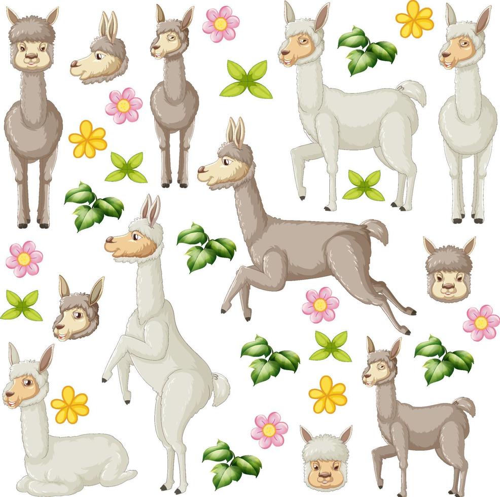 Cute animals cartoon set on white background vector