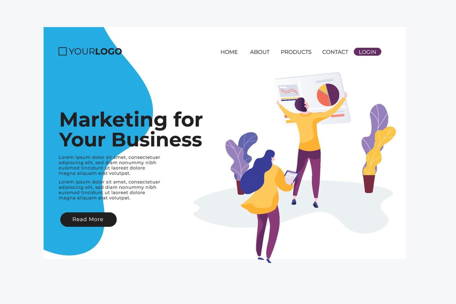 marketing business landing page website vector