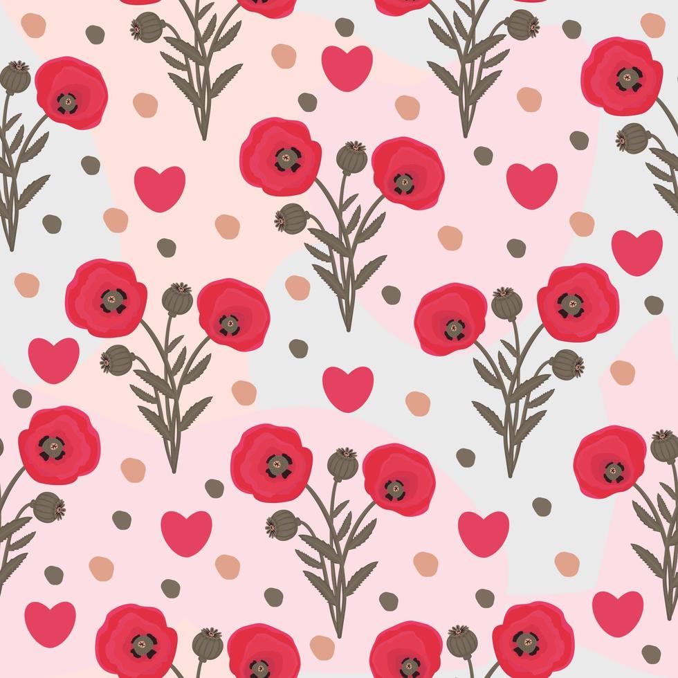 Pretty poppy seamless pattern vector