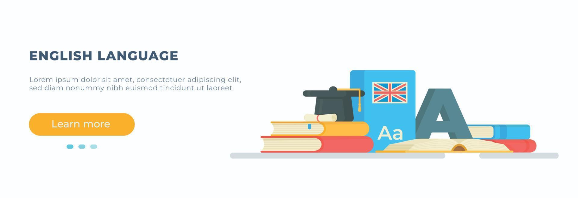 Vector illustration of online English courses.