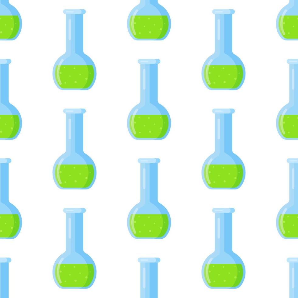 Vector illustration of the pattern of chemical test tubes and flasks.