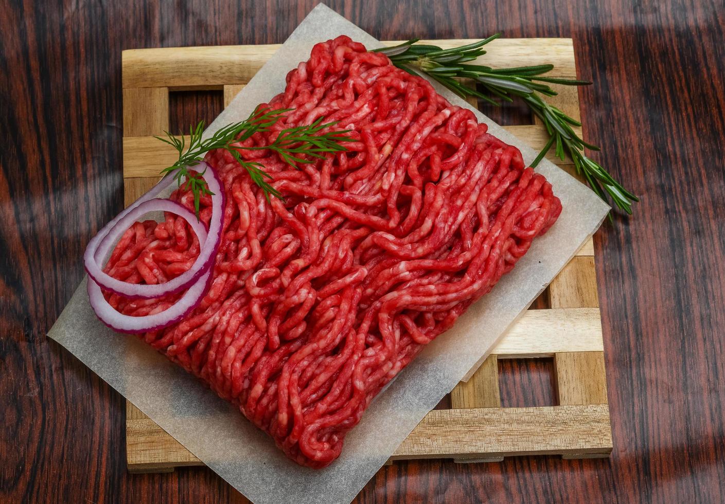 Raw beef minced meat photo