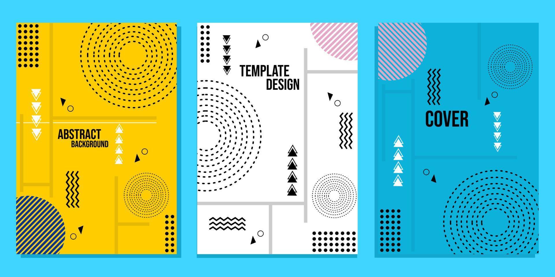 set of book cover templates with abstract geometric memphis background. used for poster design, presentation vector