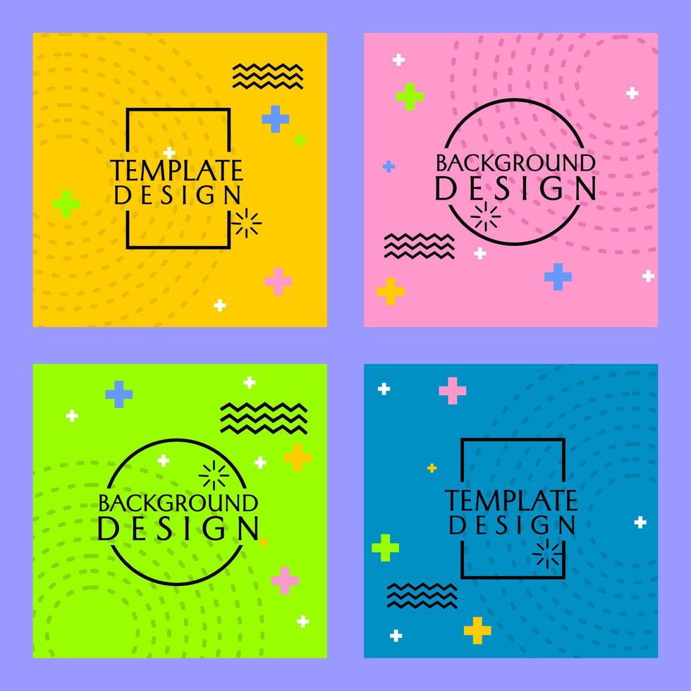 feed template design in colorful memphis style. cheerful and simple design vector
