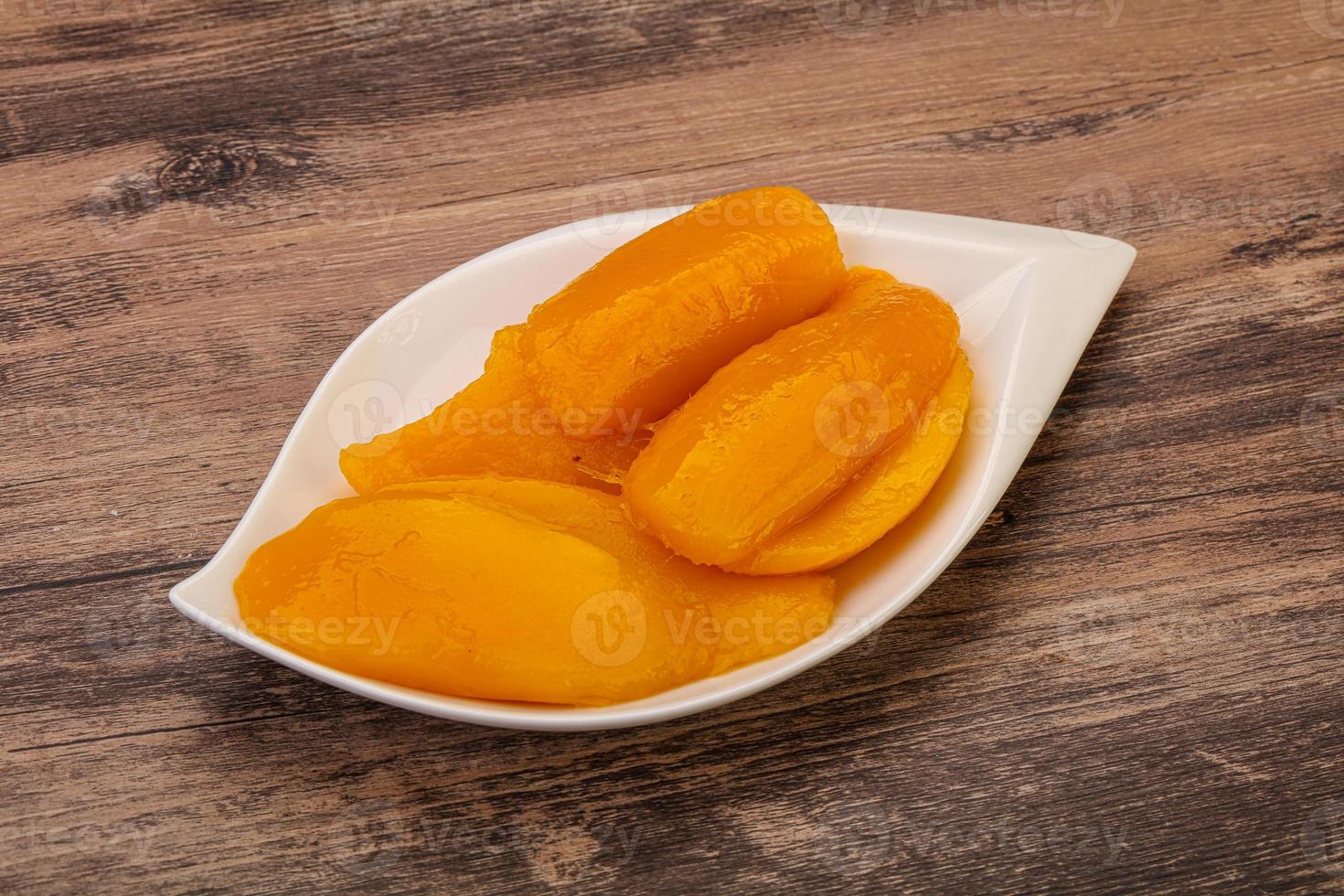 Sweet mango slices in syrop photo