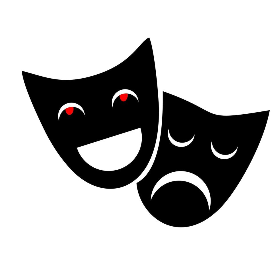 black mask vector icon on white background. Flat vector smile mask icon symbol sign from modern cinema collection for mobile concept and web apps design. Vector illustration.