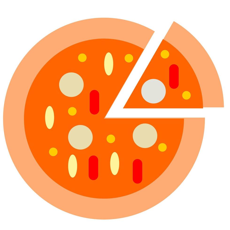 símbolo vectorial de pizza con salsa de tomate y queso mozzarella vector