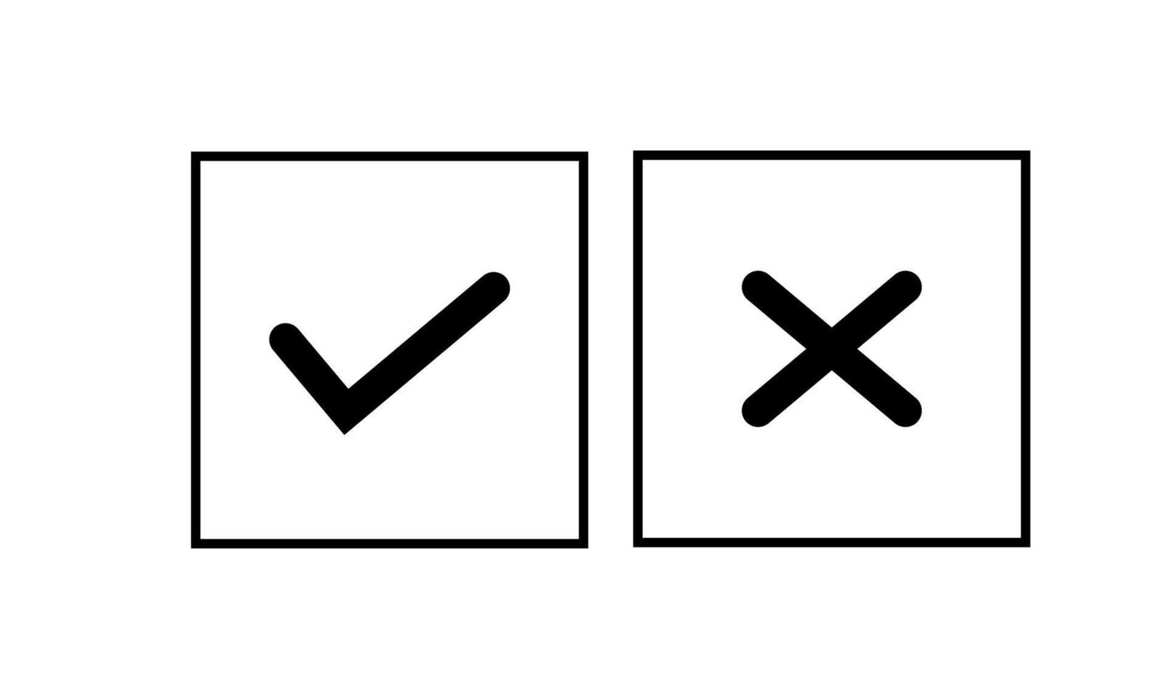 Checkmark and X icon in trendy flat style. Yes No symbol vector