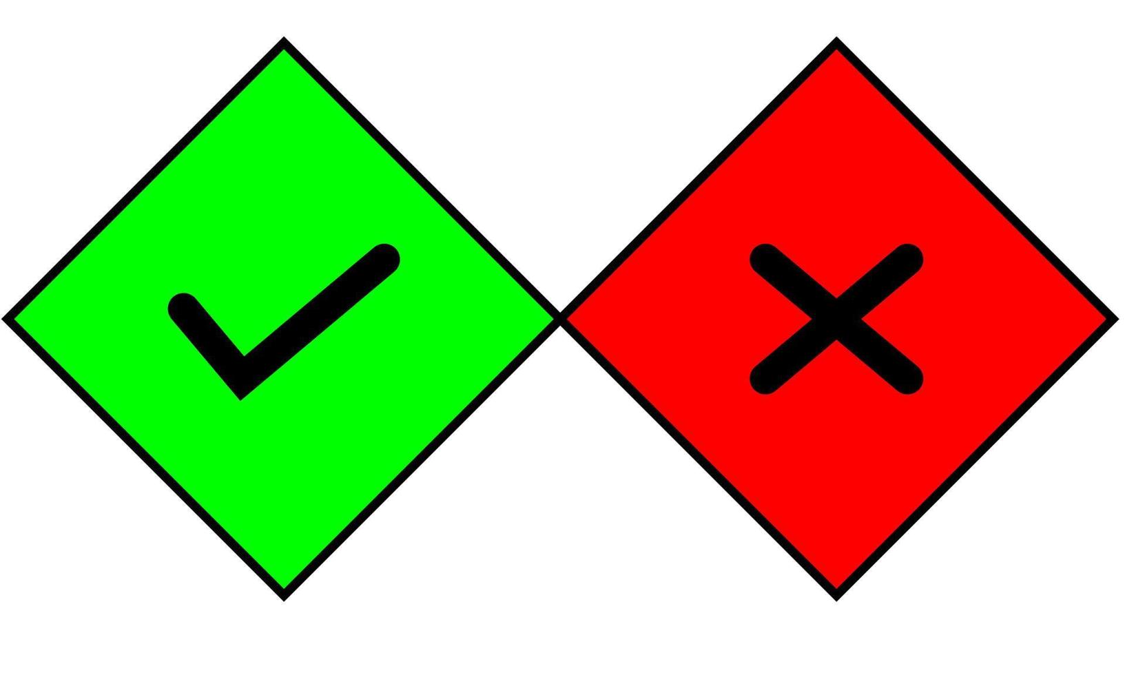 Checkmark and X icon in trendy flat style. Yes No symbol vector