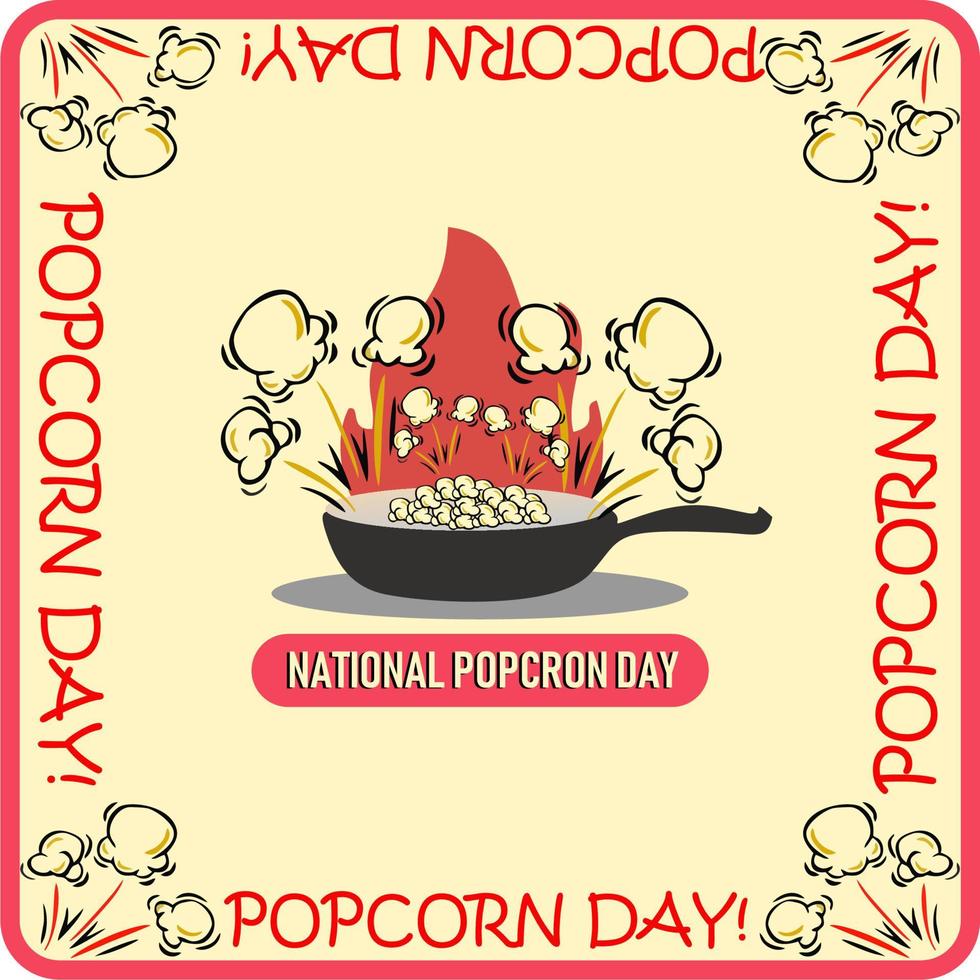 National Popcorn Day Vector Illustration.