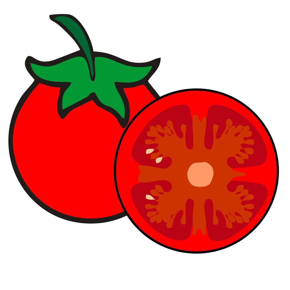 tomatoes isolated on a white background. Vector cartoon illustration. Fresh red vegetables Vegetarian, vegan Healthy organic food