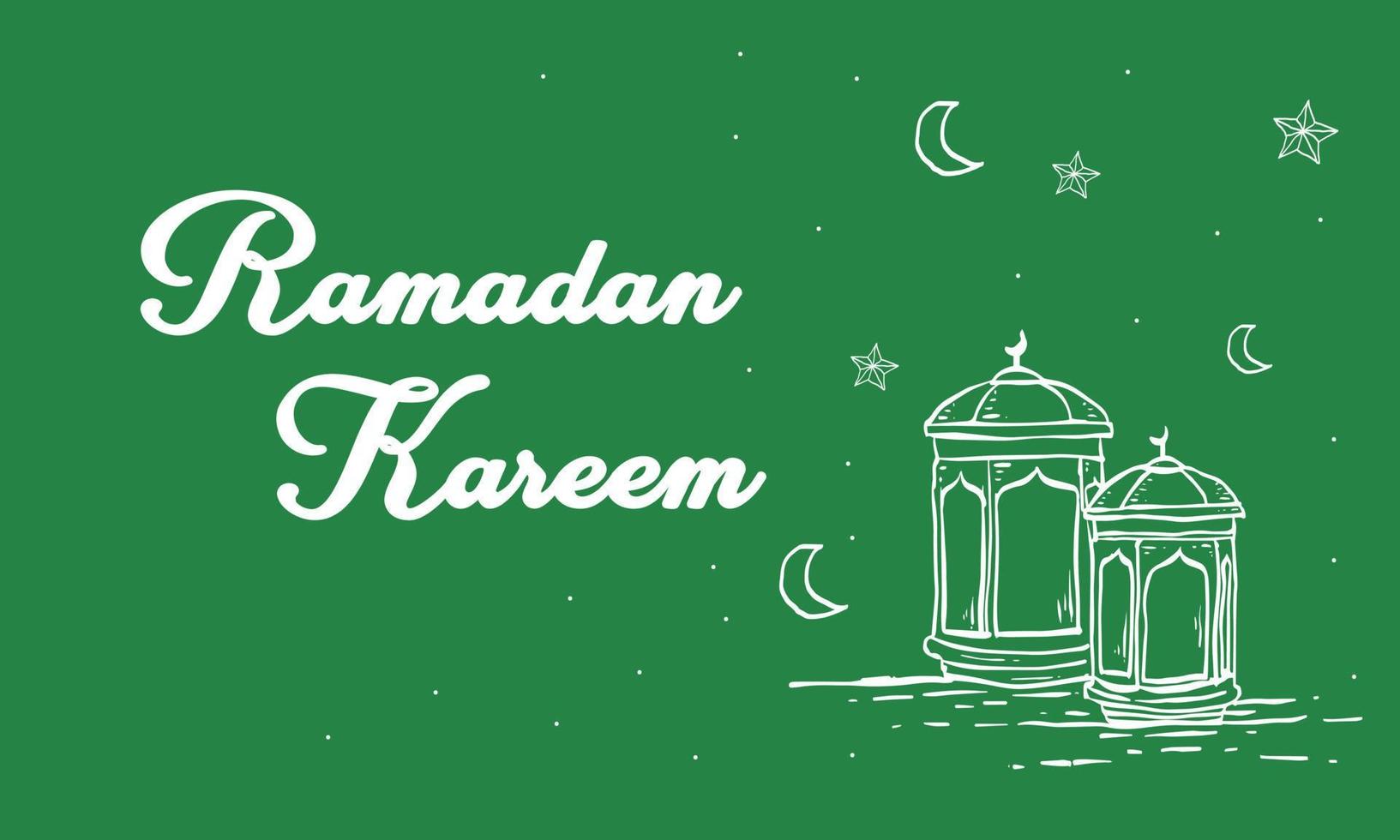 ramadan kareem con fondo de ornamento de ilustración islámica dibujada a mano vector