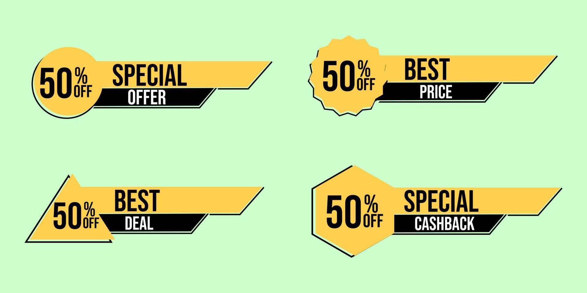 set of advertising badges for discount promotions. template design for banner vector