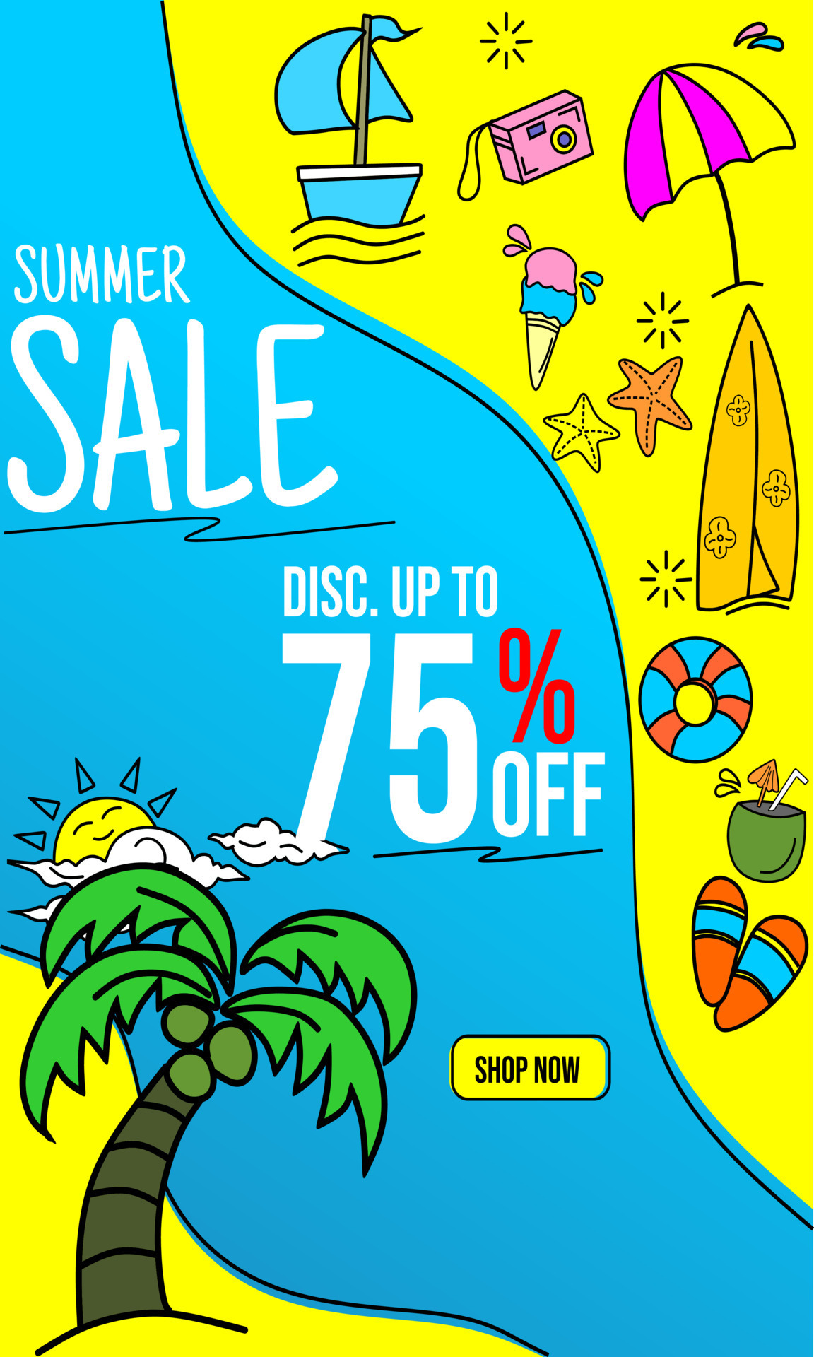 summer theme discount advertising poster design. 7702233 Vector Art at