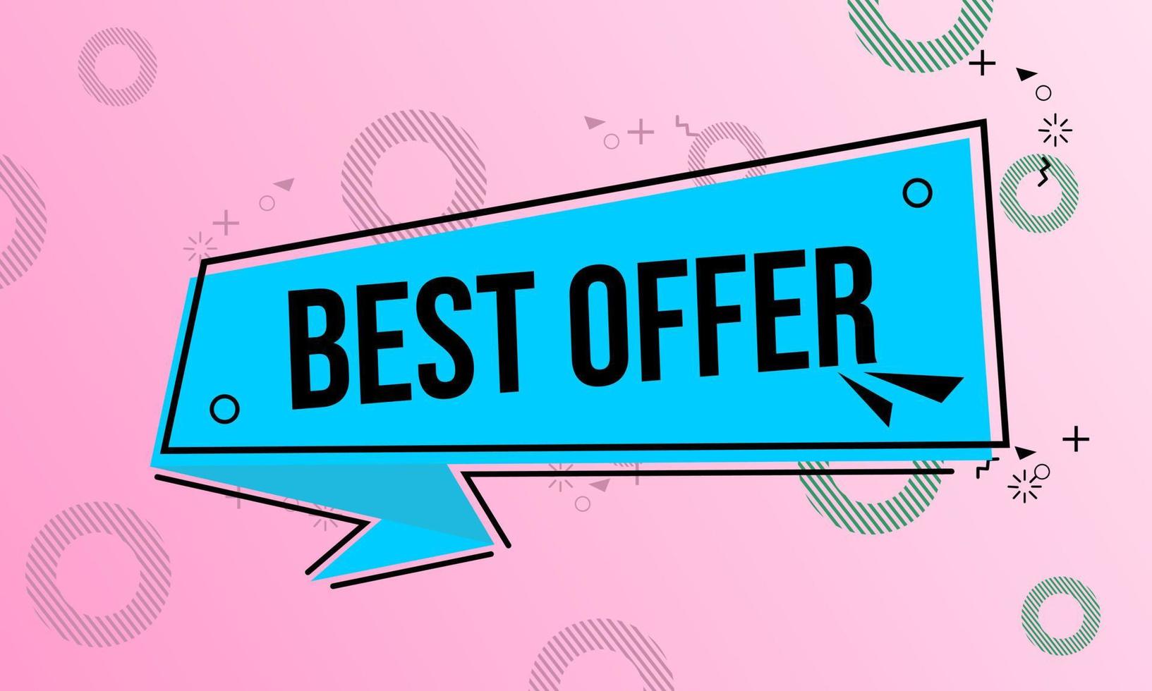 sale banner illustration with best offer text. design on a blue background with geometric ornaments vector