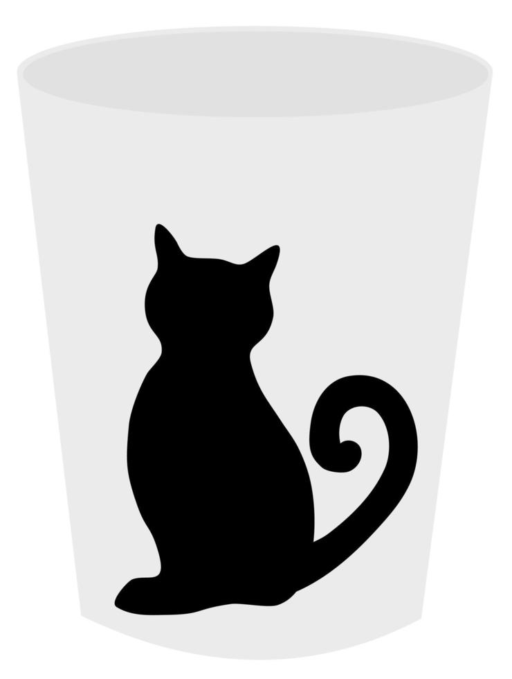 Cat tea cup vector