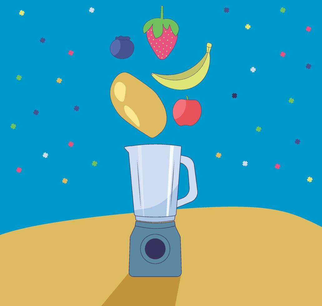 frutas para batido ilustración colores brillantes vector