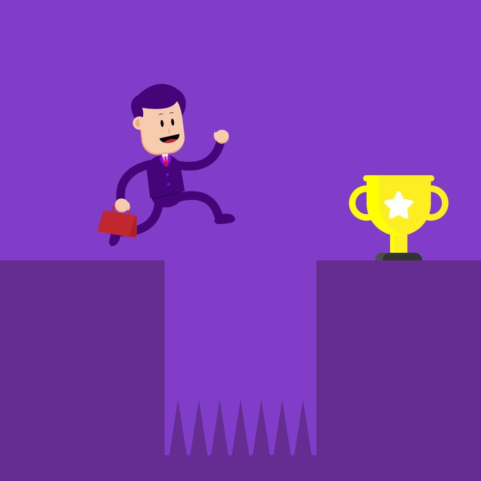 Business concept illustration. A hard worker jumps over obstacles to achieve success. Suitable for business illustration vector