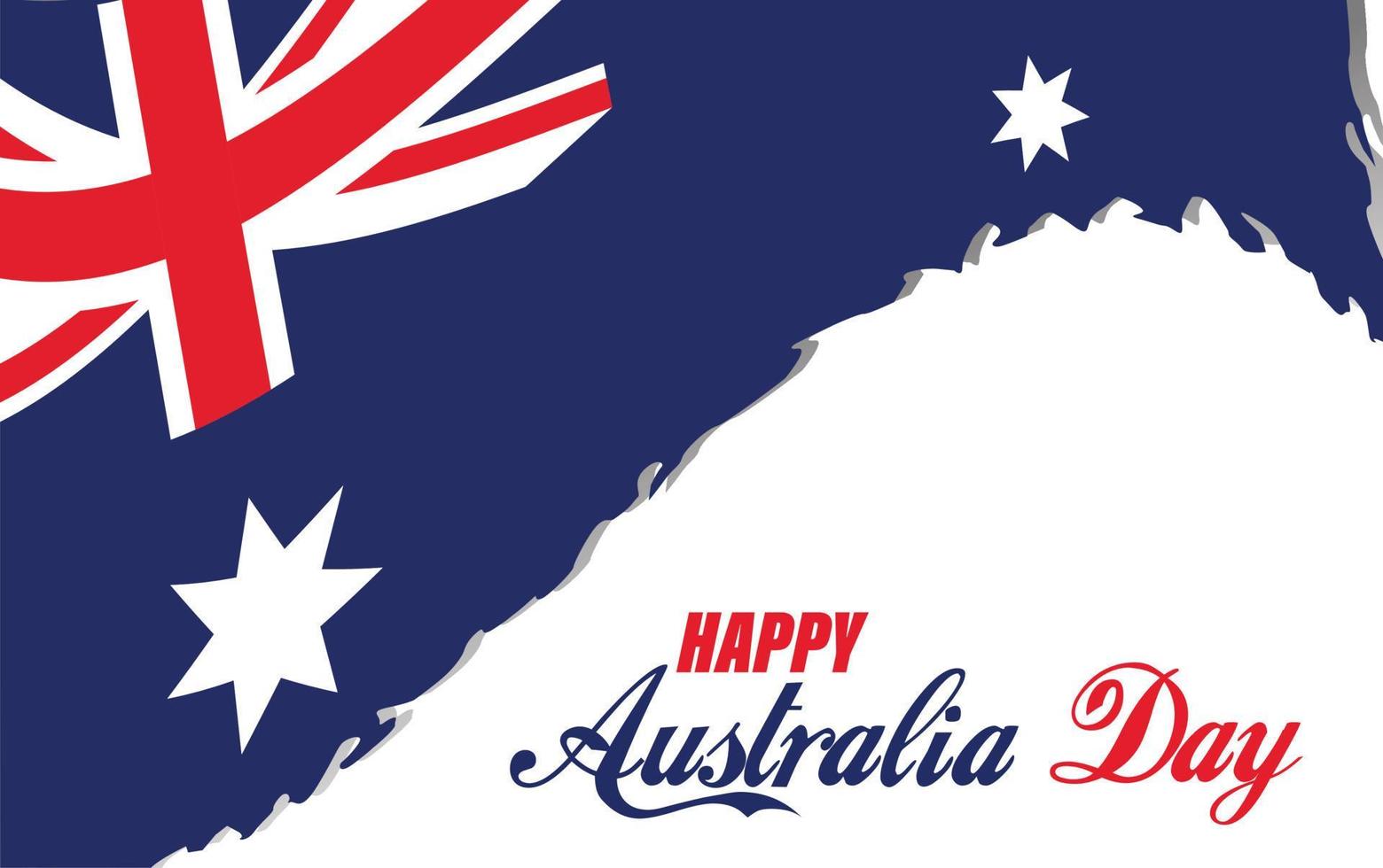feliz día de australia caligrafía de letras con mapa de bandera de australia vector
