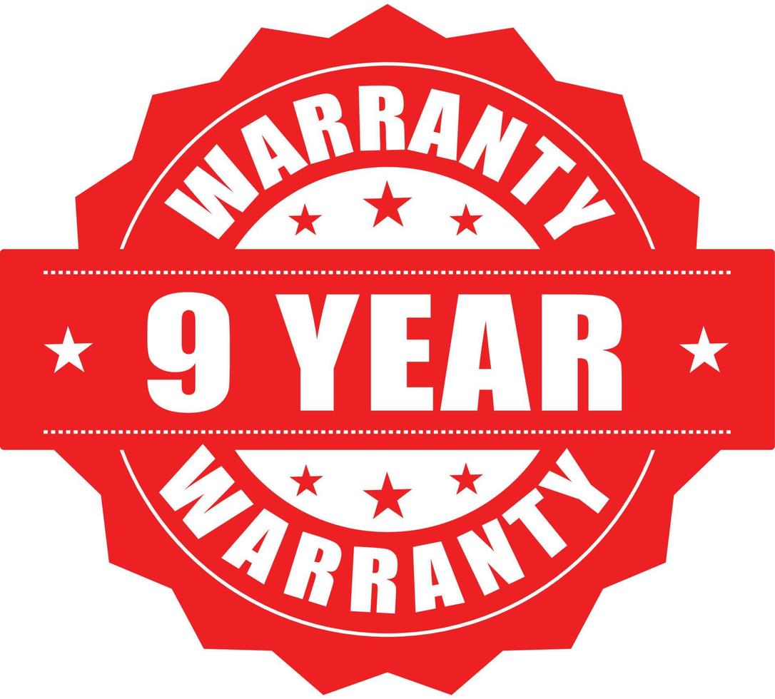 9 Year warranty stamp vector logo image