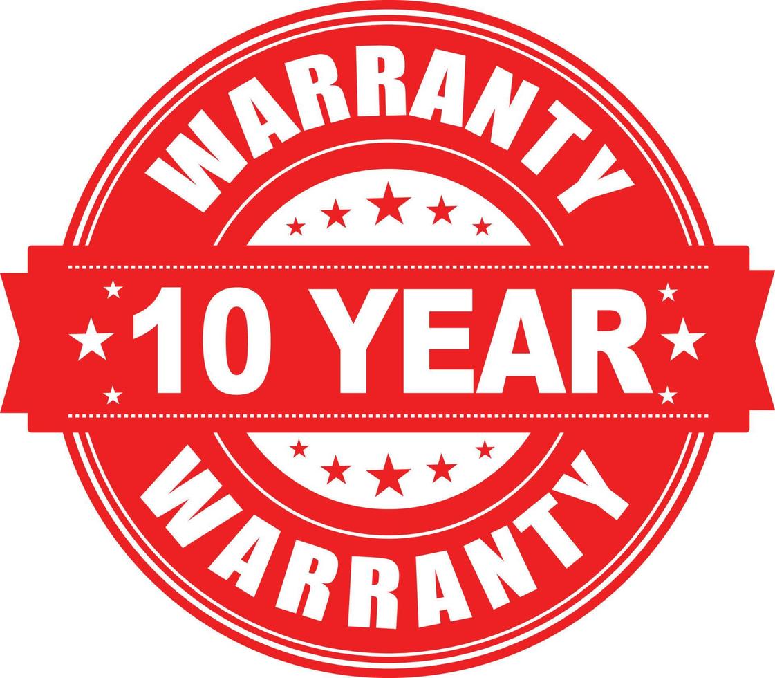 10 Year warranty stamp vector logo image