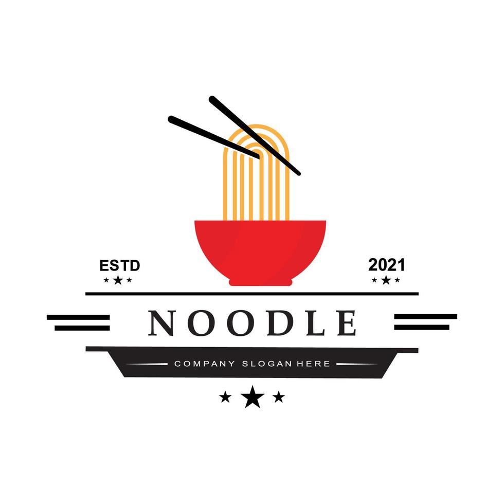 A collection of noodle logo inspiration. Chinese food and bowl design template. Retro Concept Illustration vector