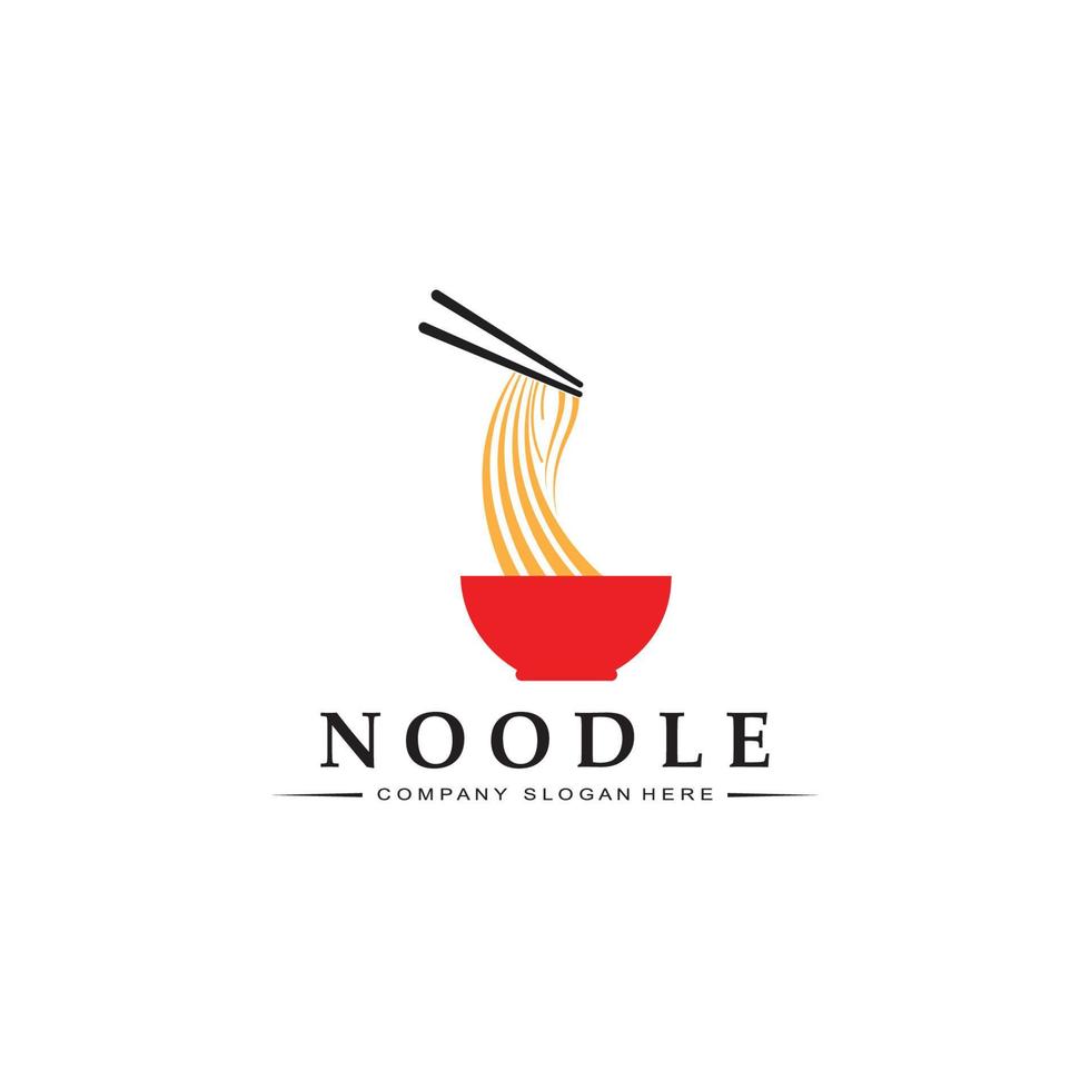 A collection of noodle logo inspiration. Chinese food and bowl design template. Retro Concept Illustration vector