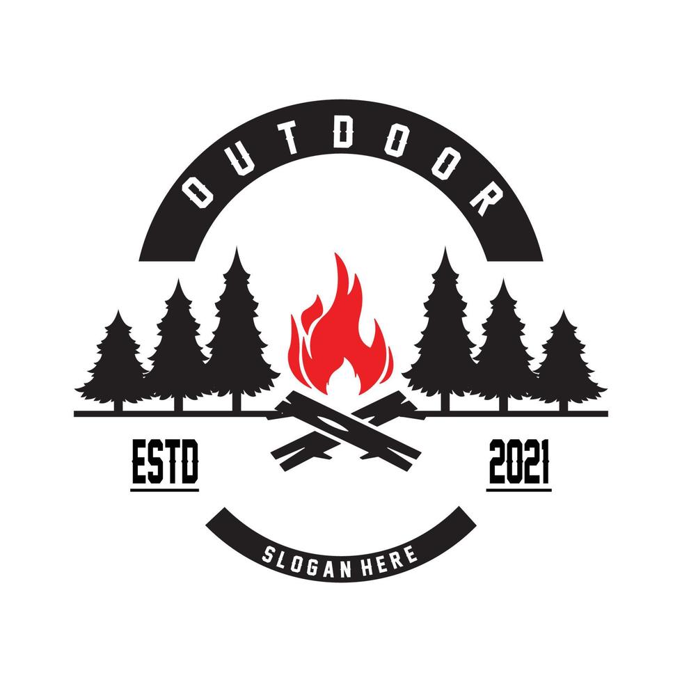 camping outdoor logo icon vector. concept retro illustration design vector