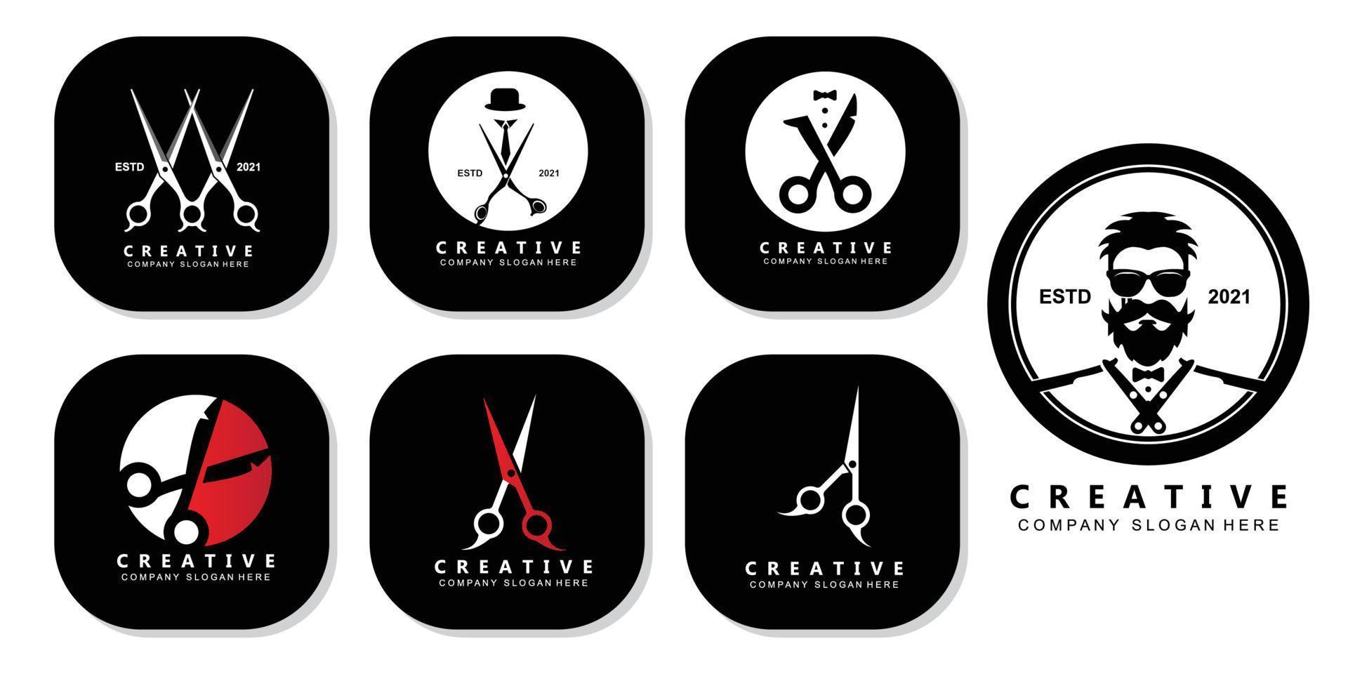 Barber tool scissors logo icon background symbol vector