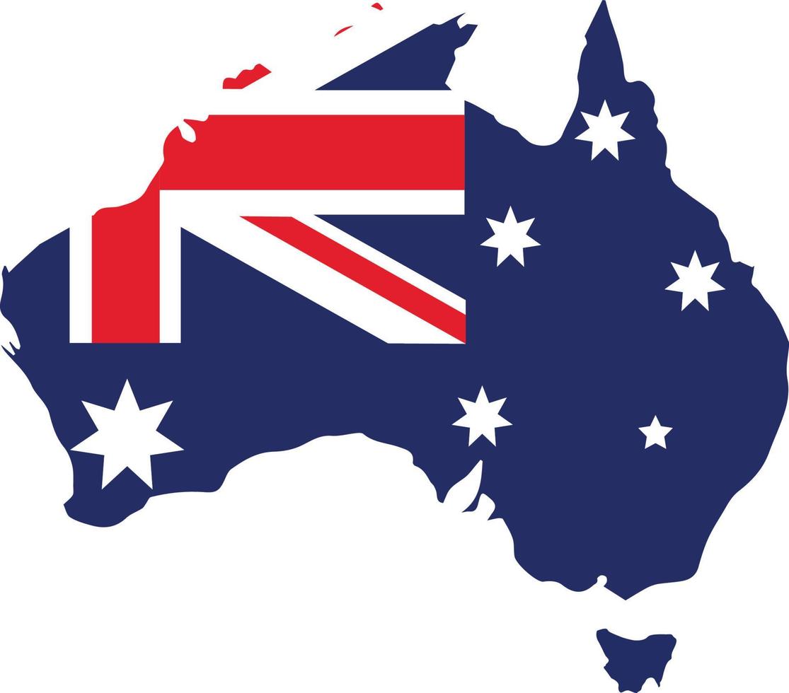Mapa de australia con ilustración de vector de bandera, fondo transparente